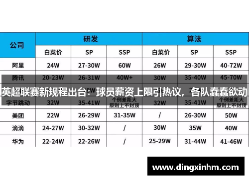 英超联赛新规程出台：球员薪资上限引热议，各队蠢蠢欲动